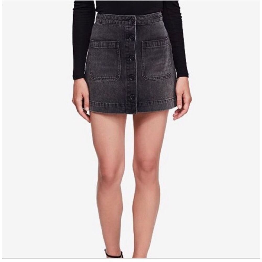 Free People Don’t Get Me Wrong black denim skirt size 27 - Picture 10 of 12